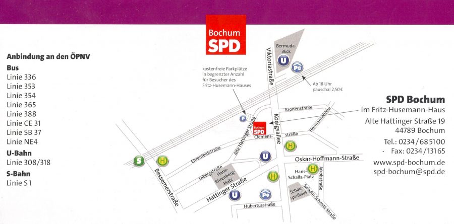 Anfahrskizze zur SPD Bochum