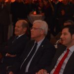Neujahrsempfang der SPD Bochum 2016: Olaf Scholz, Erster Bürgermeister der Freien und Hansestadt Hamburg, Peter Reinirkens, SPD-Fraktionsvorsitzender von Bochum und Thomas Eiskirch, Oberbürgermeister der Stadt Bochum