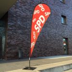 SPD-Banner vor dem Jahrhunderthaus in Bochum