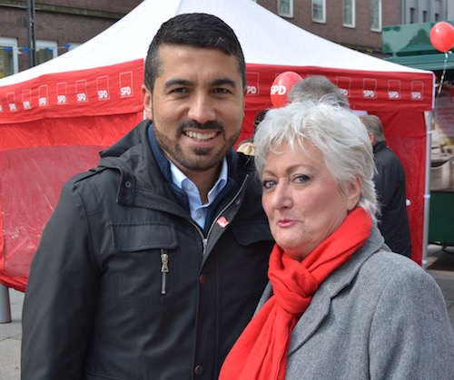 Der Landtagsabgeordnete Serdar Yüksel und Ratsmitglied Christina Knappe