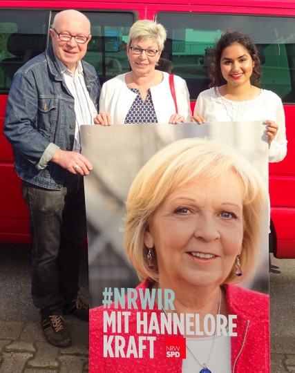 Helmut Breitkopf (seit 50 Jahren SPD-Mitglied), Carina Gödecke (Landtagspräsidentin) und Narin Arslan (18 Jahre, Jurastudentin, seit 2016 Juso-Mitglied) - #NRWIR #NRWwahlBO #ltnrw17 #ltwnrw17