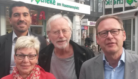 Unsere Drei für Bochum und Schauspieler Joachim Hermann Luger: Serdar Yüksel, Carina Gödecke, Joachim Hermann Luger, Karsten Rudolph.