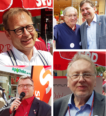 SPD-Ratsfraktion Bochum: Der Bochumer SPD-Vorsitzende Dr. Karsten Rudolph (oben links) zieht in den NRW-Landtag ein. Bei der Wahl am 14. Mai 2017 holten Rudolph ebenso wie Carina Gödecke und Serdar Yüksel in ihren Wahlkreisen die meisten Erststimmen.