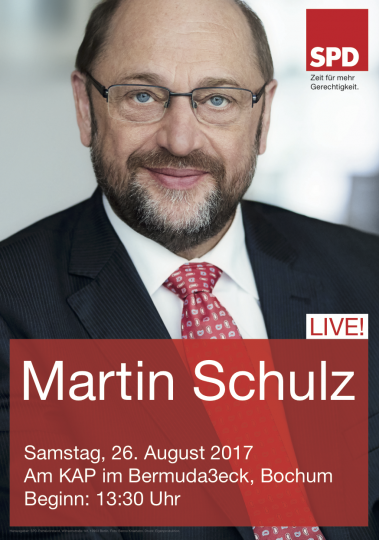 Martin Schulz - am Samstag, 26. August 2017 am KAP im Bermuda3eck Bochum (Beginn: 13:30 Uhr)