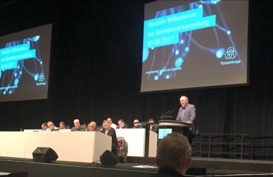 MdB Axel Schäfer bei der Betriebsversammlung von ThyssenKrupp am 20.09.2017 im RuhrCongress Bochum