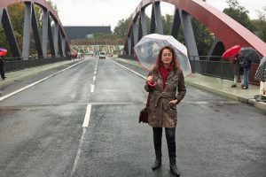 SPD-Ratsfraktion Bochum: Das Altenbochumer Ratsmitglied Simone Gottschlich bei der offiziellen Freigabe dre Buselohbrücke am 6. Oktober 2017.