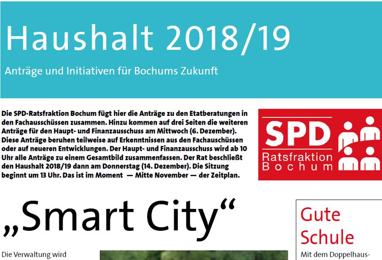 SPD-Ratsfraktion Bochum: Etat 2018/18