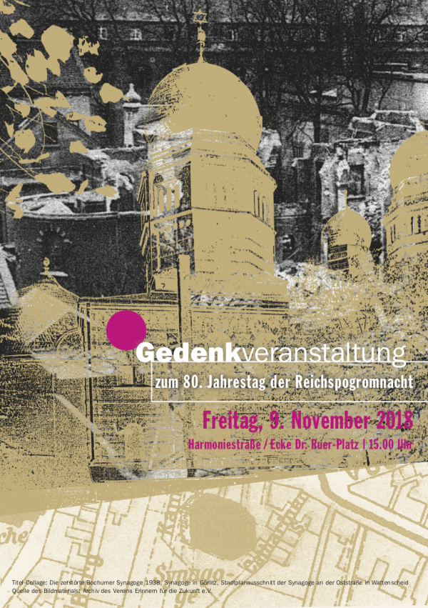80. Jahrestag der Reichspogromnacht – das Geschehen am 09. November 1938 in Bochum