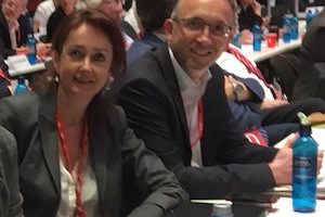 Simone Gottschlich und Marc Gräf als Delegierte der SPD Bochum auf dem SPD-Bundesparteitag 2018 in Wiesbaden