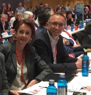 Simone Gottschlich und Marc Gräf als Delegierte der SPD Bochum auf dem SPD-Bundesparteitag 2018 in Wiesbaden