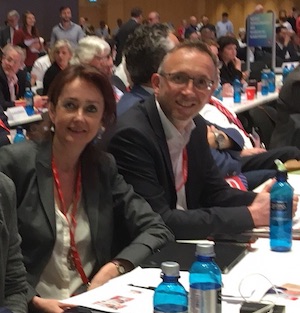 Simone Gottschlich und Marc Gräf als Delegierte der SPD Bochum auf dem SPD-Bundesparteitag 2018 in Wiesbaden