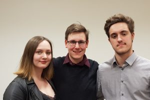 JSAG Bochum (Vorstand): Lara Werdehausen (stv. Vorsitzende der JSAG), Jan Eric Wolf (Vorsitzender der JSAG) und Vincent Louis Schlinkmann (stv. Vorsitzender der JSAG)