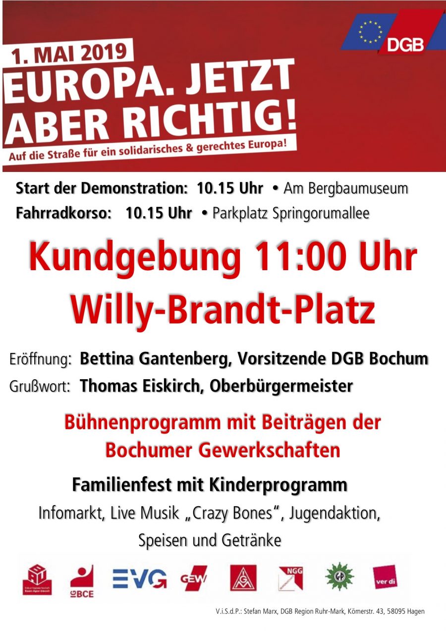 1. Mai 2019: Europa. Jetzt aber richtig! (Tag der Arbeit 2019)