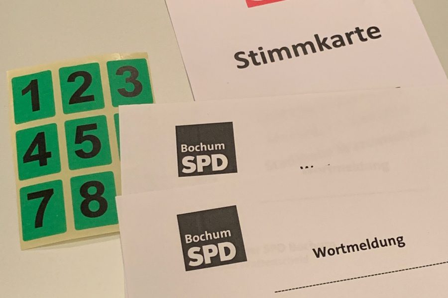 Unterbezirksparteitag der SPD Bochum 17. Juni 2019 #spdBOpt: Stimmkarte, Wortmeldung usw.