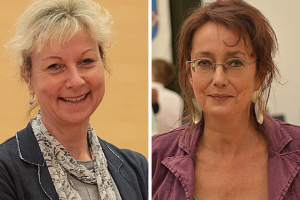 Martina Schnell und Simone Gottschlich hoffen, dass die Stadt die Erneuerung der Brücke am Lohring zum Abriss der alten Buselohbrücke nutzt.